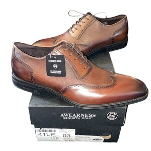 New Men's Kenneth Cole Awearness Mackson Lace Up Oxfords Brown Men’s Size 10D